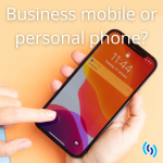 Modern smartphone held in someone's hand with an orange screensaver. Background of image is pale orange
